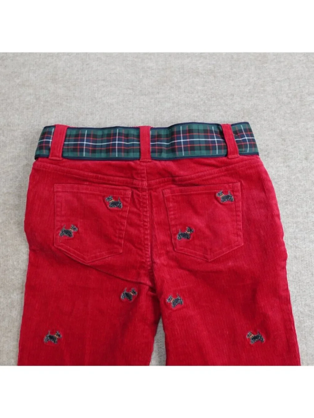 Ralph Lauren Girls Pants Red 8 Scotty Dog Critter Flare Corduroy